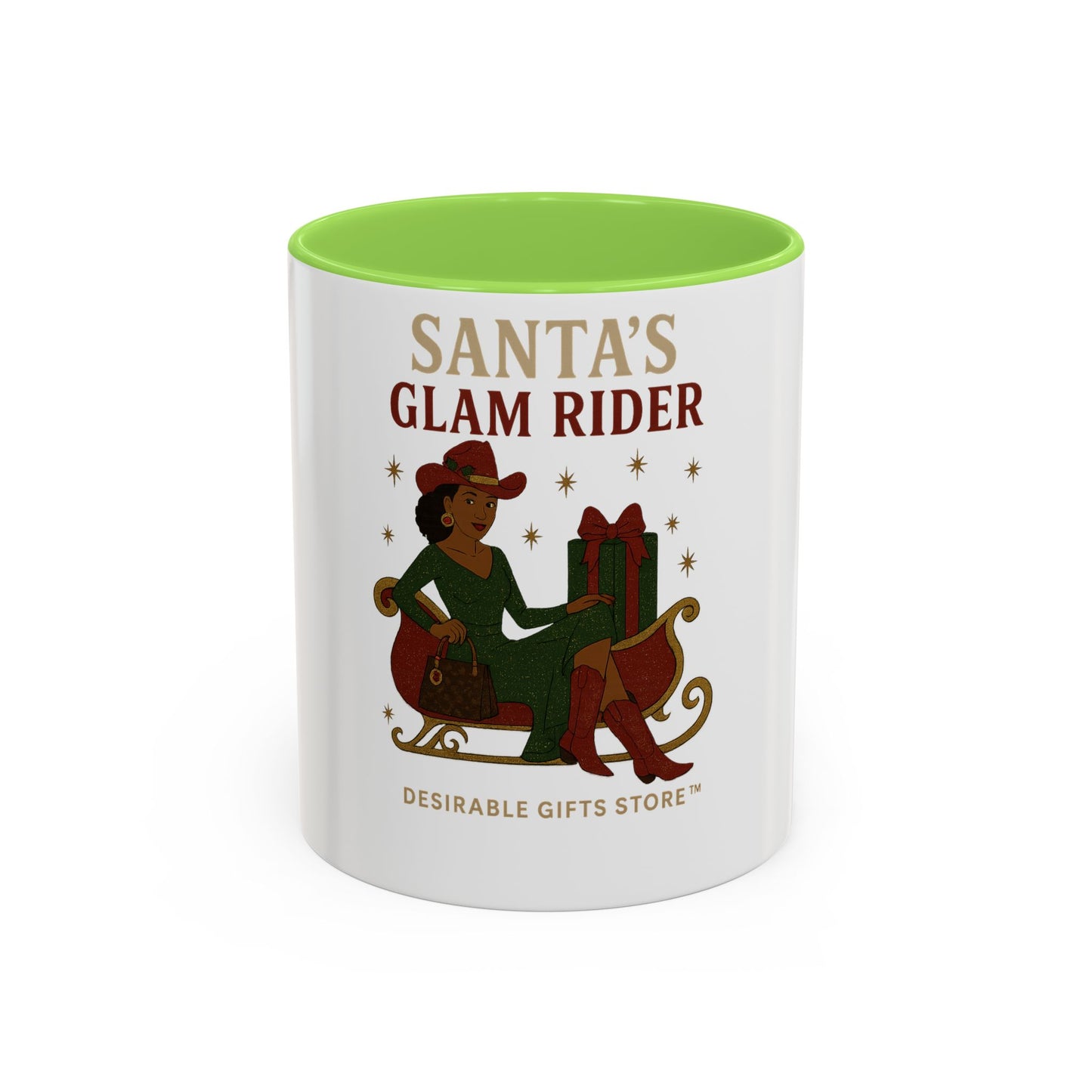 Colorful Holiday Mug, Santa's Glam Rider Coffee Cup, Festive Drinkware, Christmas Gift, Winter Celebration