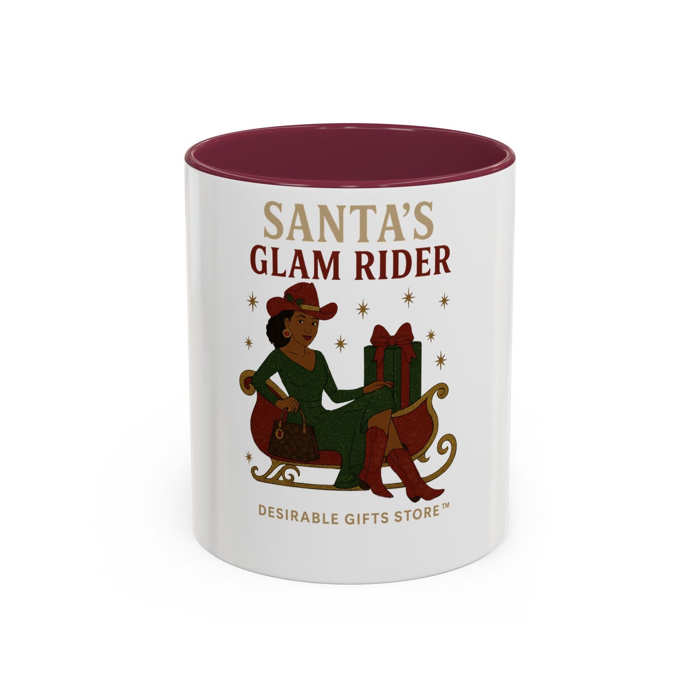 Colorful Holiday Mug, Santa's Glam Rider Coffee Cup, Festive Drinkware, Christmas Gift, Winter Celebration