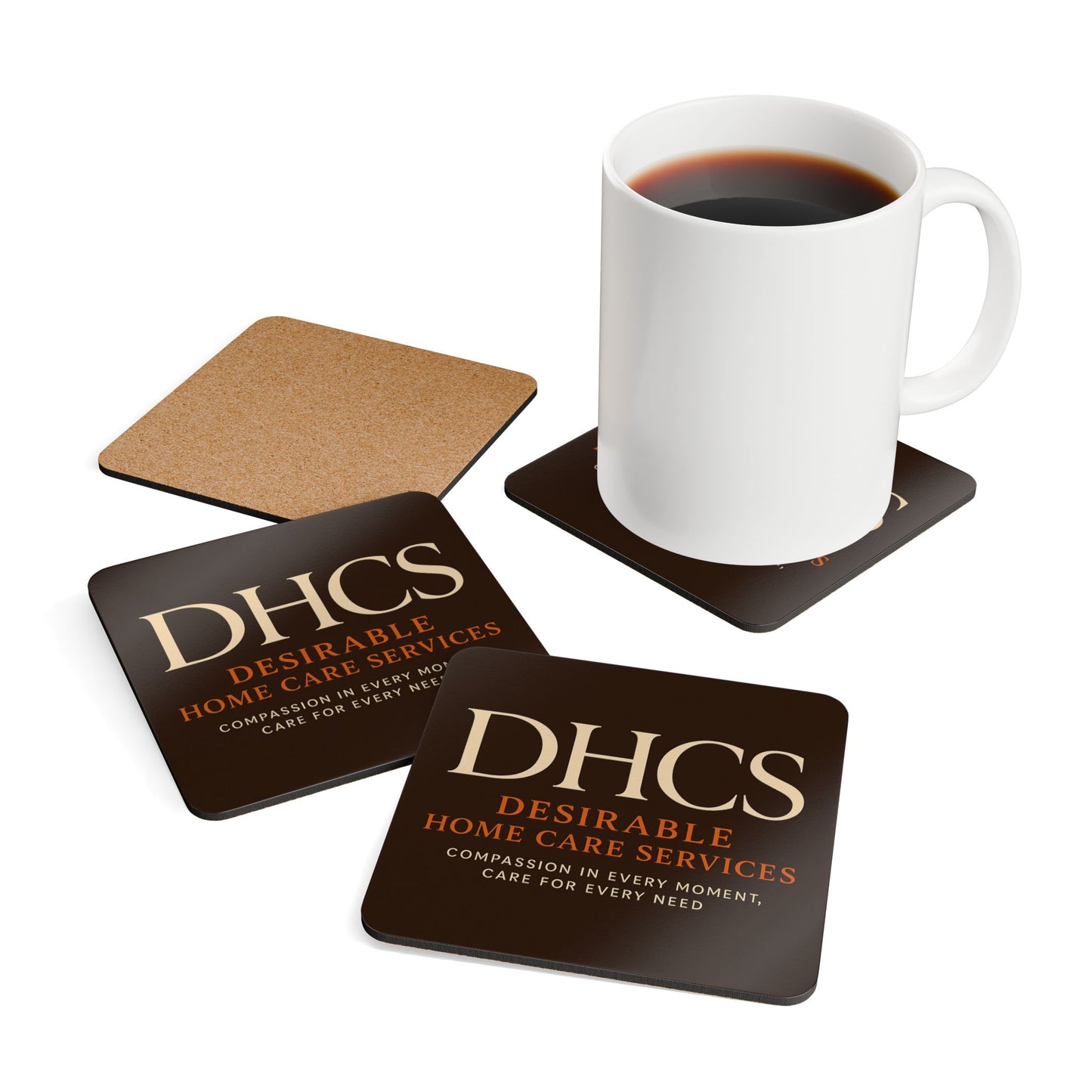 Elegant Cork Coaster Set - Customizable for Home Care Services