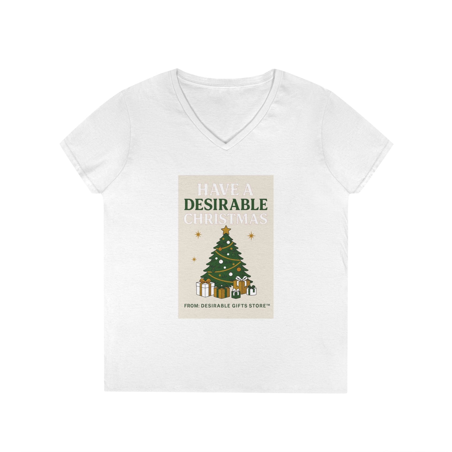 Christmas Ladies' V-Neck T-Shirt, Holiday Gift, Festive Apparel, Seasonal Wear, Women’s Christmas Tee