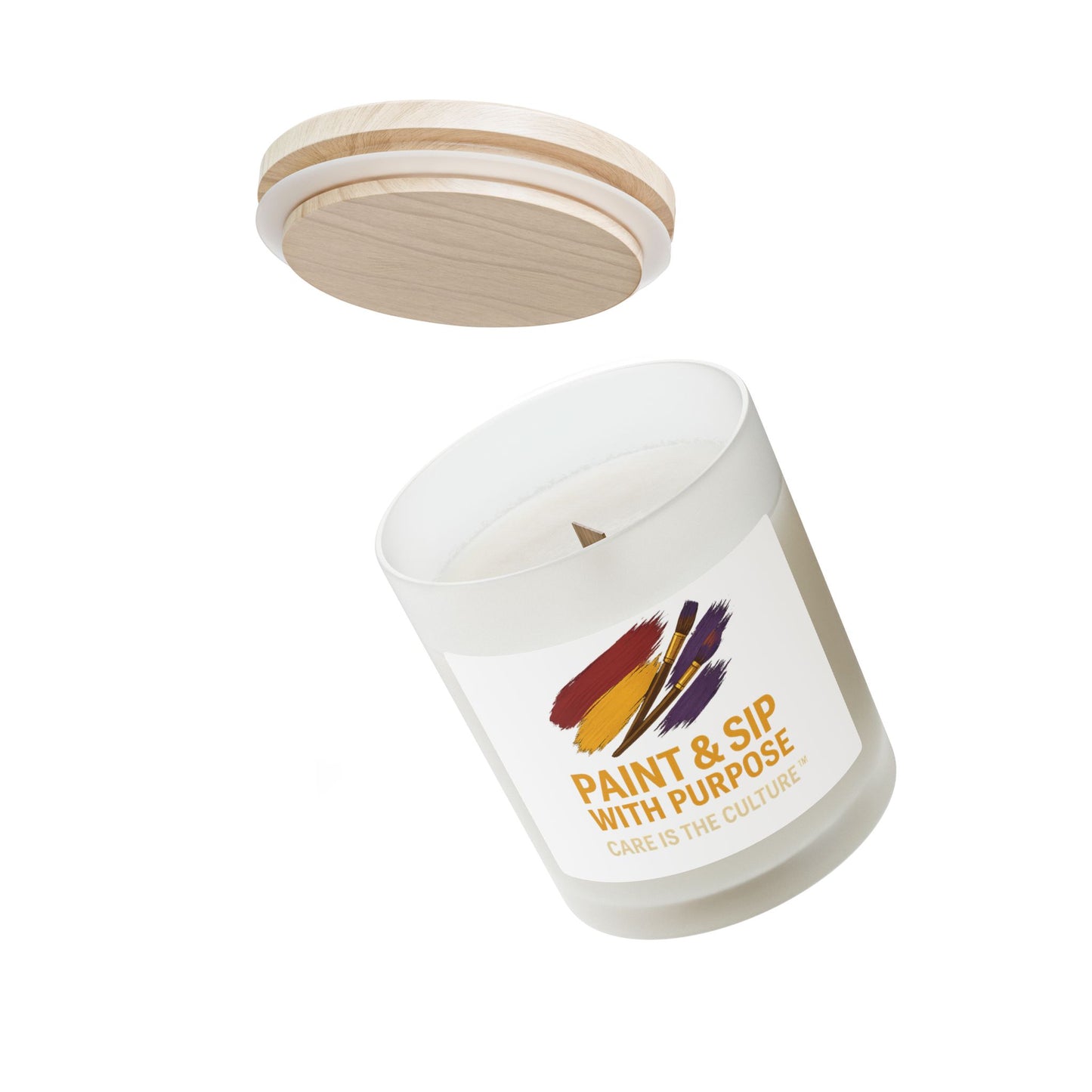 Paint & Sip Candle — Frosted Glass 11oz (Care Is The Culture)