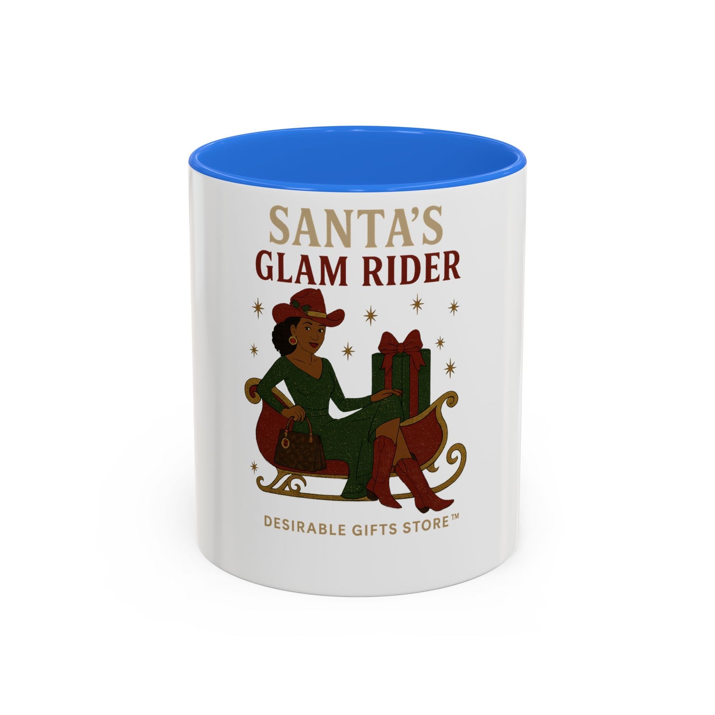 Colorful Holiday Mug, Santa's Glam Rider Coffee Cup, Festive Drinkware, Christmas Gift, Winter Celebration