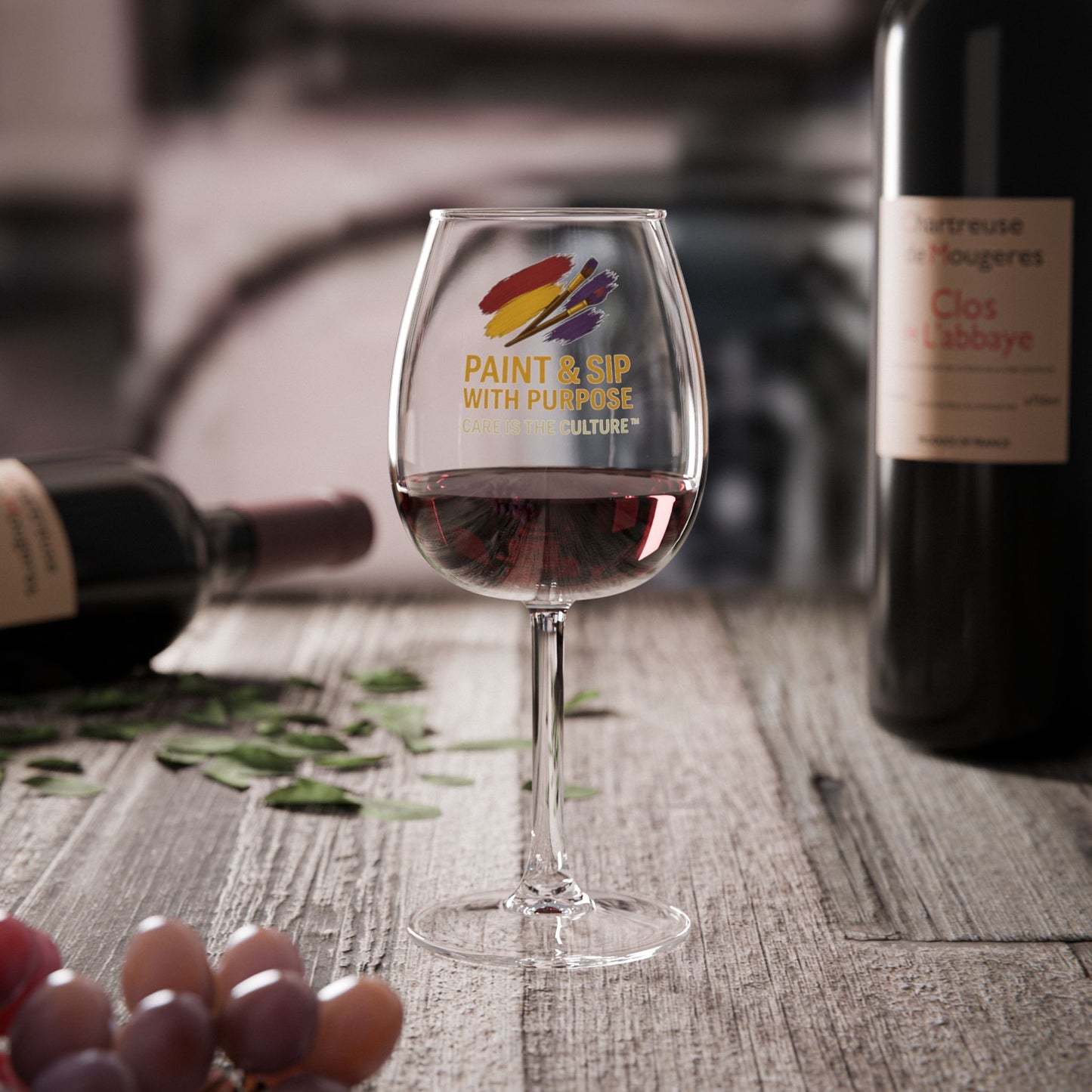 12oz Wine Glass — “Paint & Sip With Purpose” Artistic Wine Glass for Creative Events & Gifts