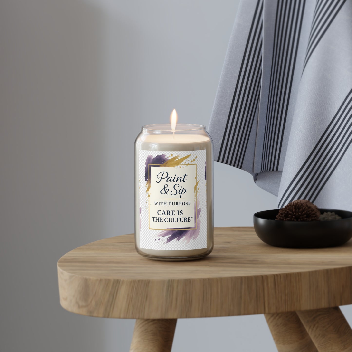 Paint & Sip Scented Soy Candle — "Care Is The Culture" 13.75oz