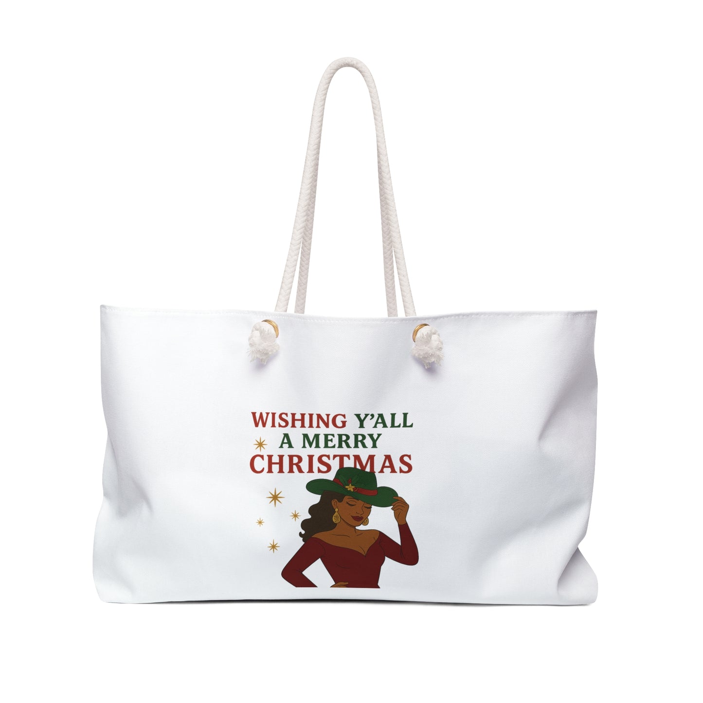 Merry Christmas Weekender Bag, Holiday Tote, Travel Bag, Gift for Her, Seasonal Bag, Christmas Shopping