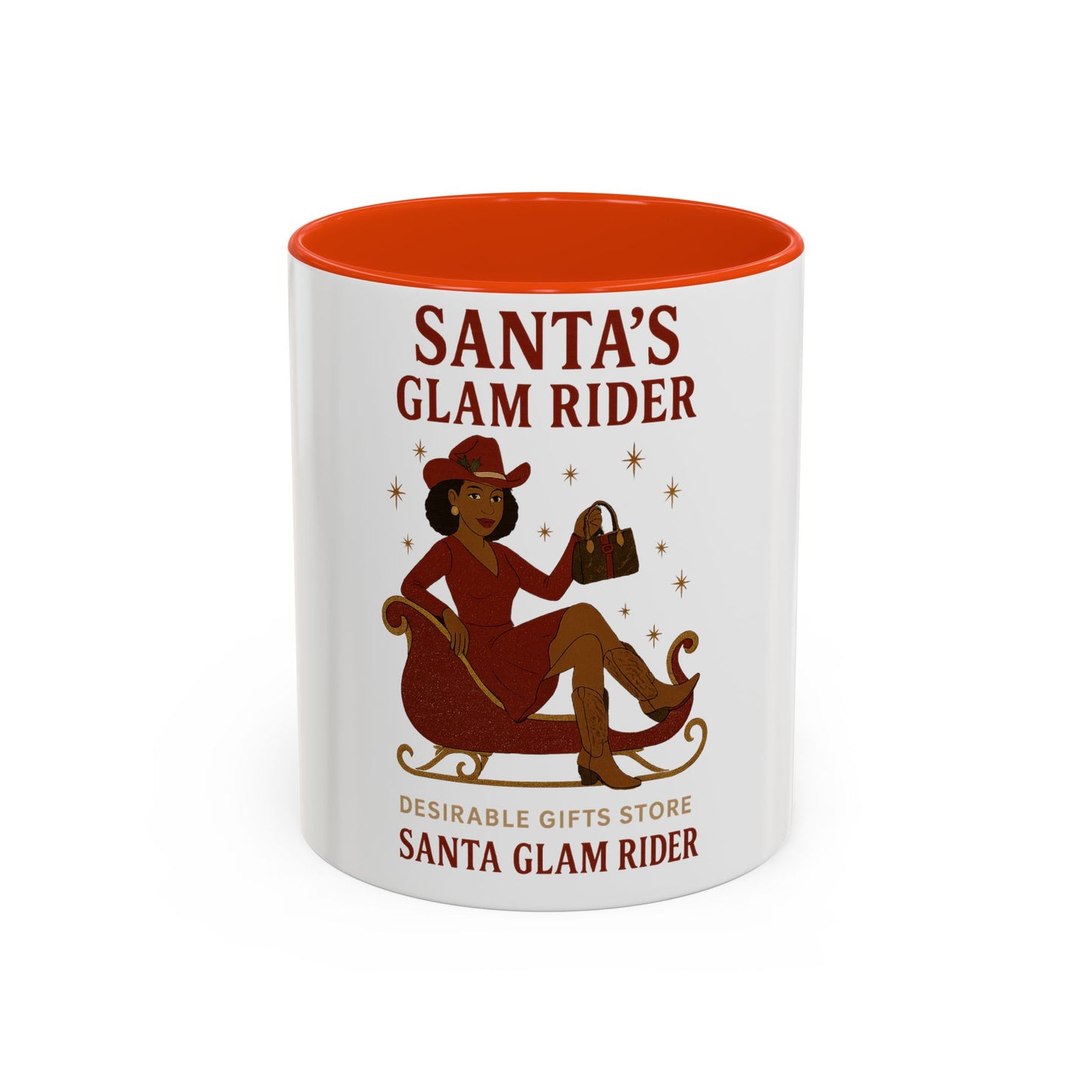 Santa's Glam Rider Mug - Colorful Holiday Coffee Cup for Christmas, Festive Gift, Seasonal Home Decor, Cheerful Beverage Container