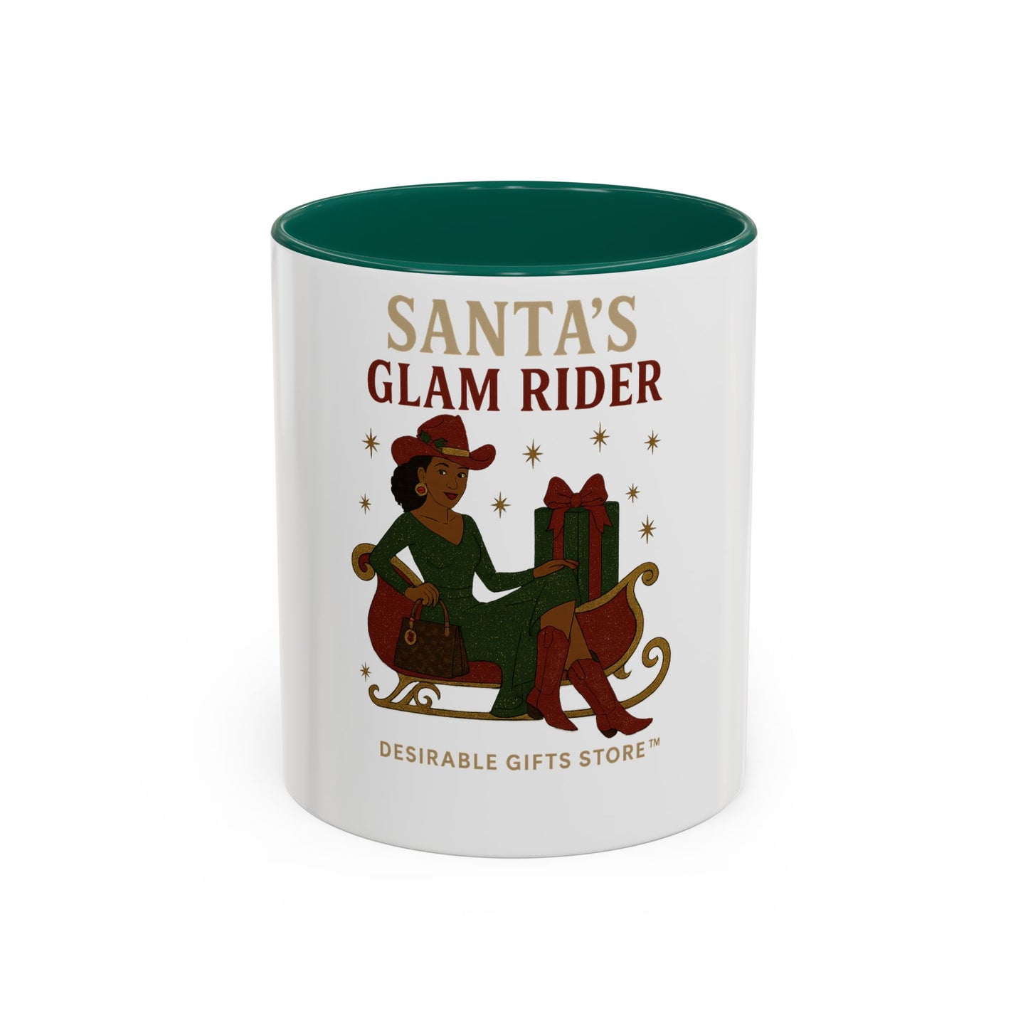 Colorful Holiday Mug, Santa's Glam Rider Coffee Cup, Festive Drinkware, Christmas Gift, Winter Celebration