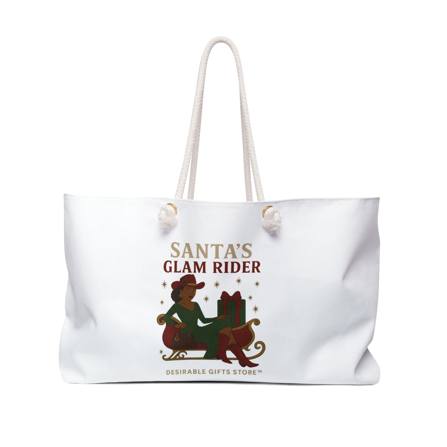 Santa's Glam Rider Weekender Bag | Holiday Travel Tote, Christmas Gift, Stylish Overnight Bag, Beach Bag, Weekend Getaway Essentials