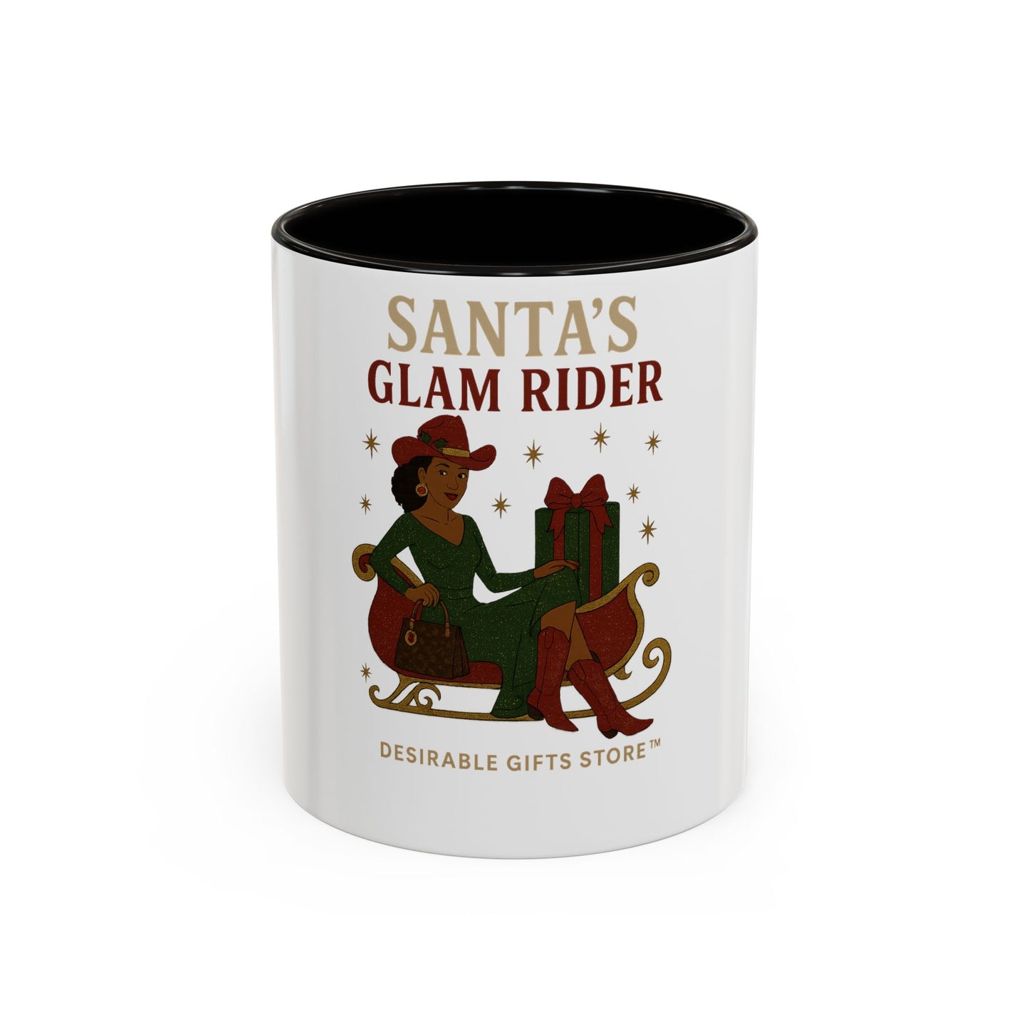 Colorful Holiday Mug, Santa's Glam Rider Coffee Cup, Festive Drinkware, Christmas Gift, Winter Celebration