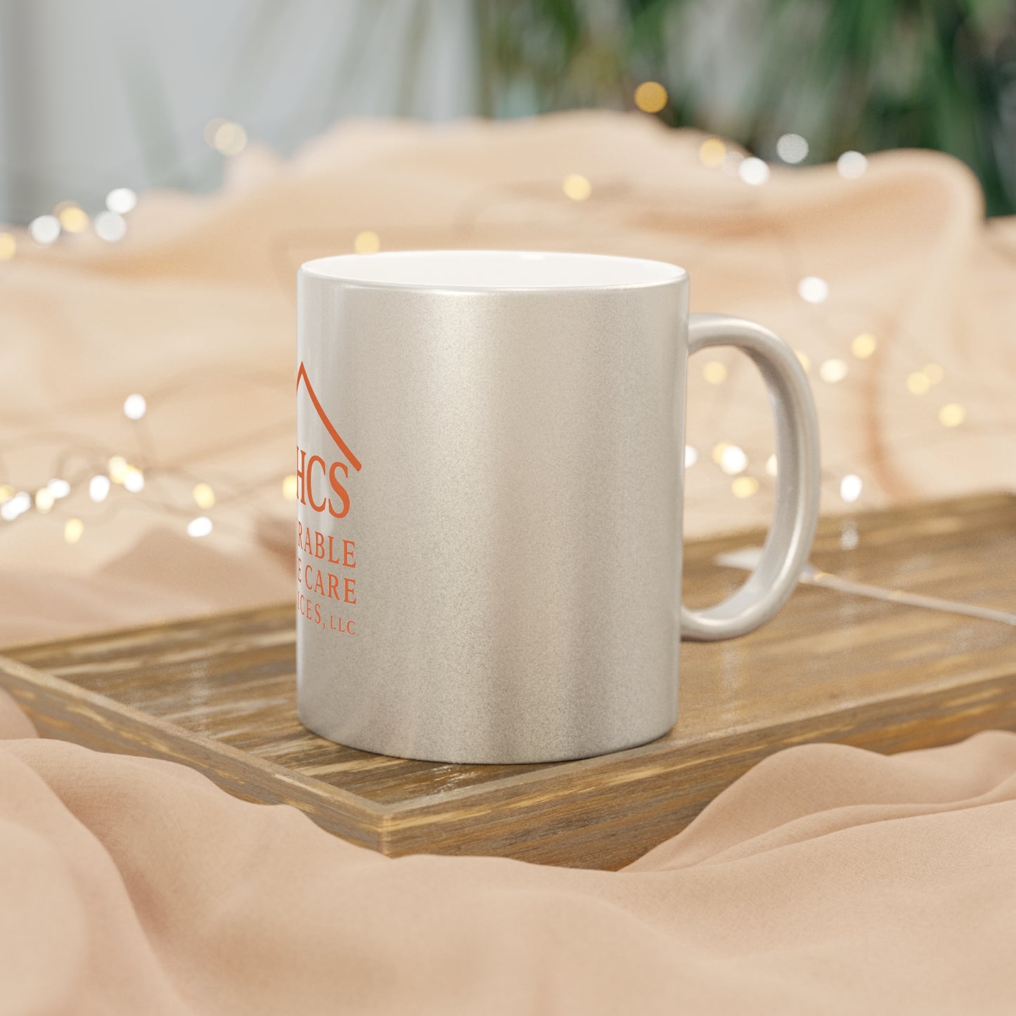 Custom Metallic Mug - Elegant Silver/Gold Coffee Cup for Home Care Services