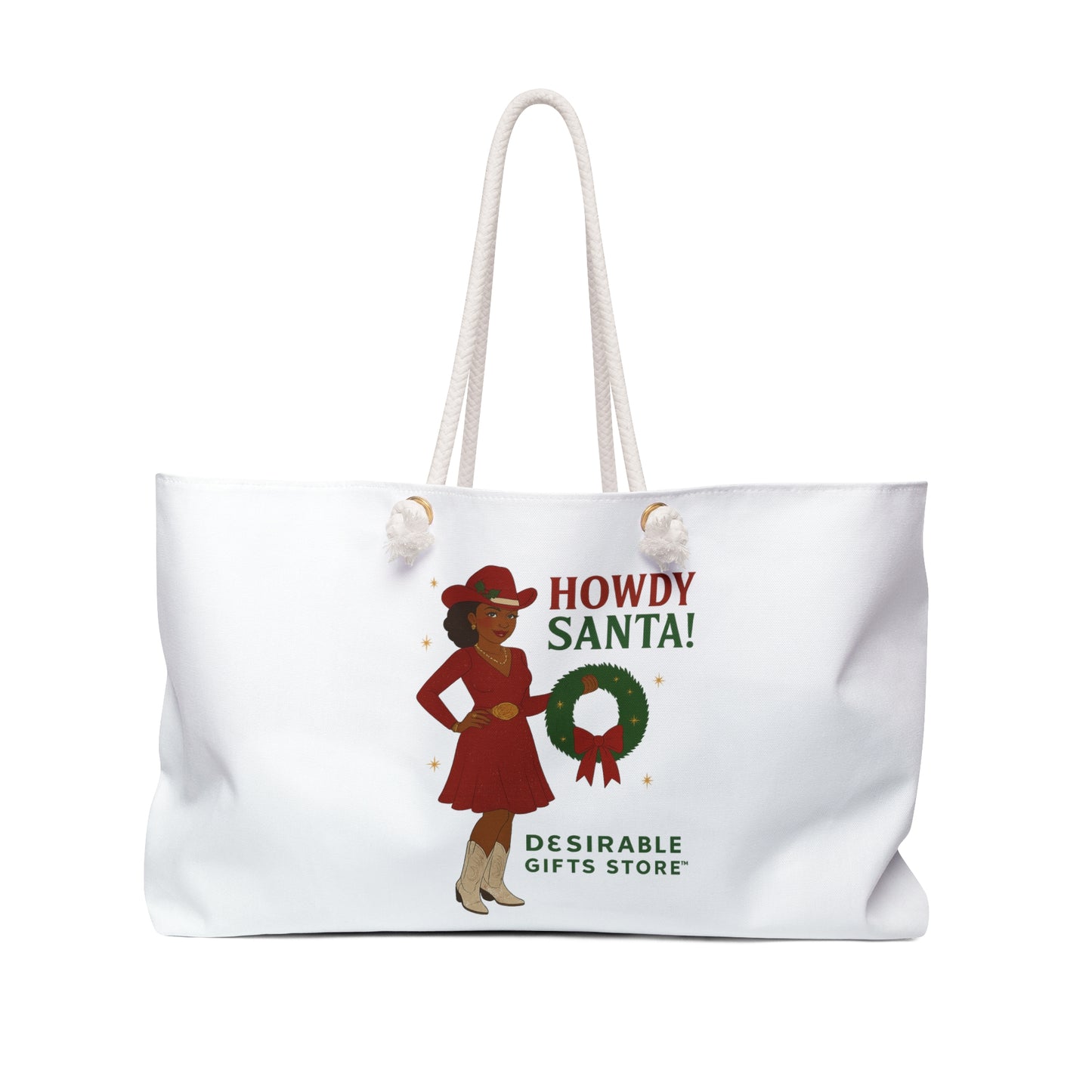 Chic Holiday Weekender Bag | Travel Tote, Santa Design, Gift for Her, Christmas Bag, Stylish Travel Accessory