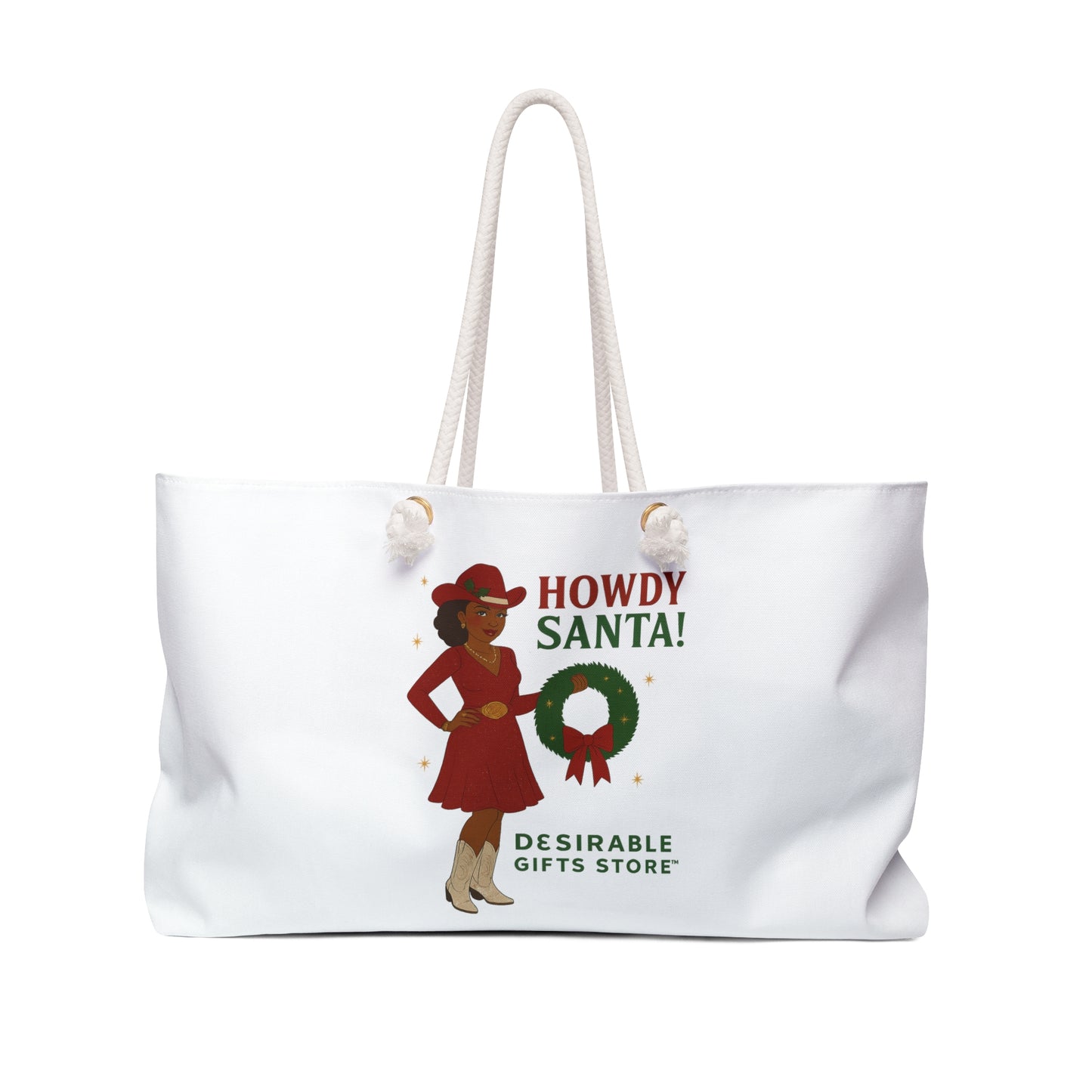 Howdy Santa! Holiday Weekender Bag, Travel Tote, Gift for Travelers, Christmas Decor, Fun Holiday Vibes