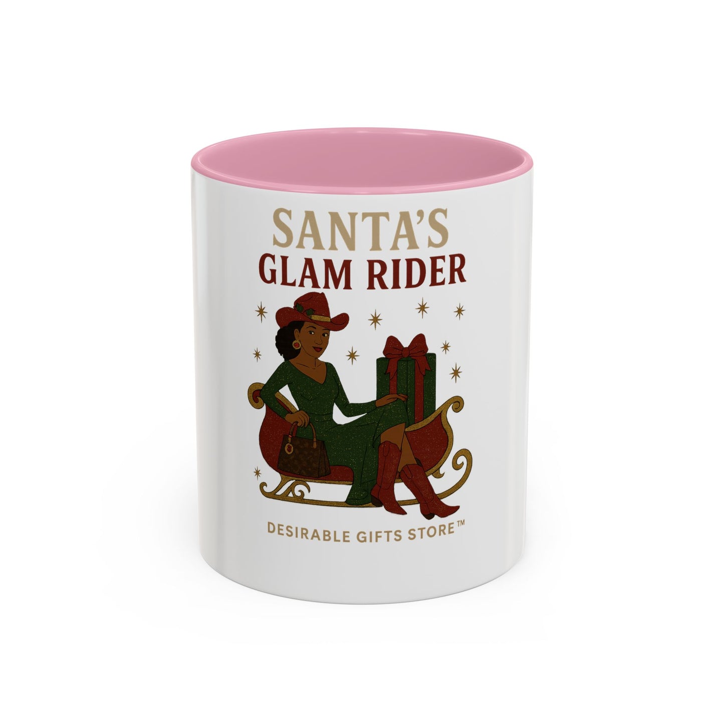 Colorful Holiday Mug, Santa's Glam Rider Coffee Cup, Festive Drinkware, Christmas Gift, Winter Celebration