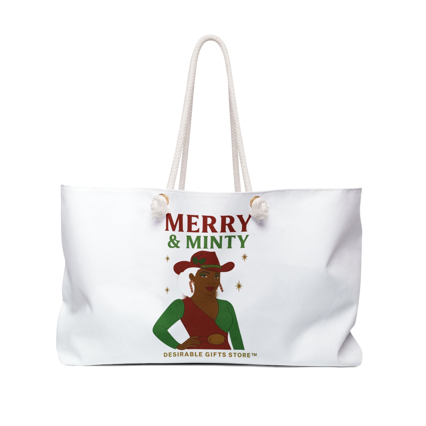 Merry & Minty Weekender Bag, Stylish Travel Tote, Holiday Gift, Weekend Getaway, Beach Bag, Eco-Friendly Bag