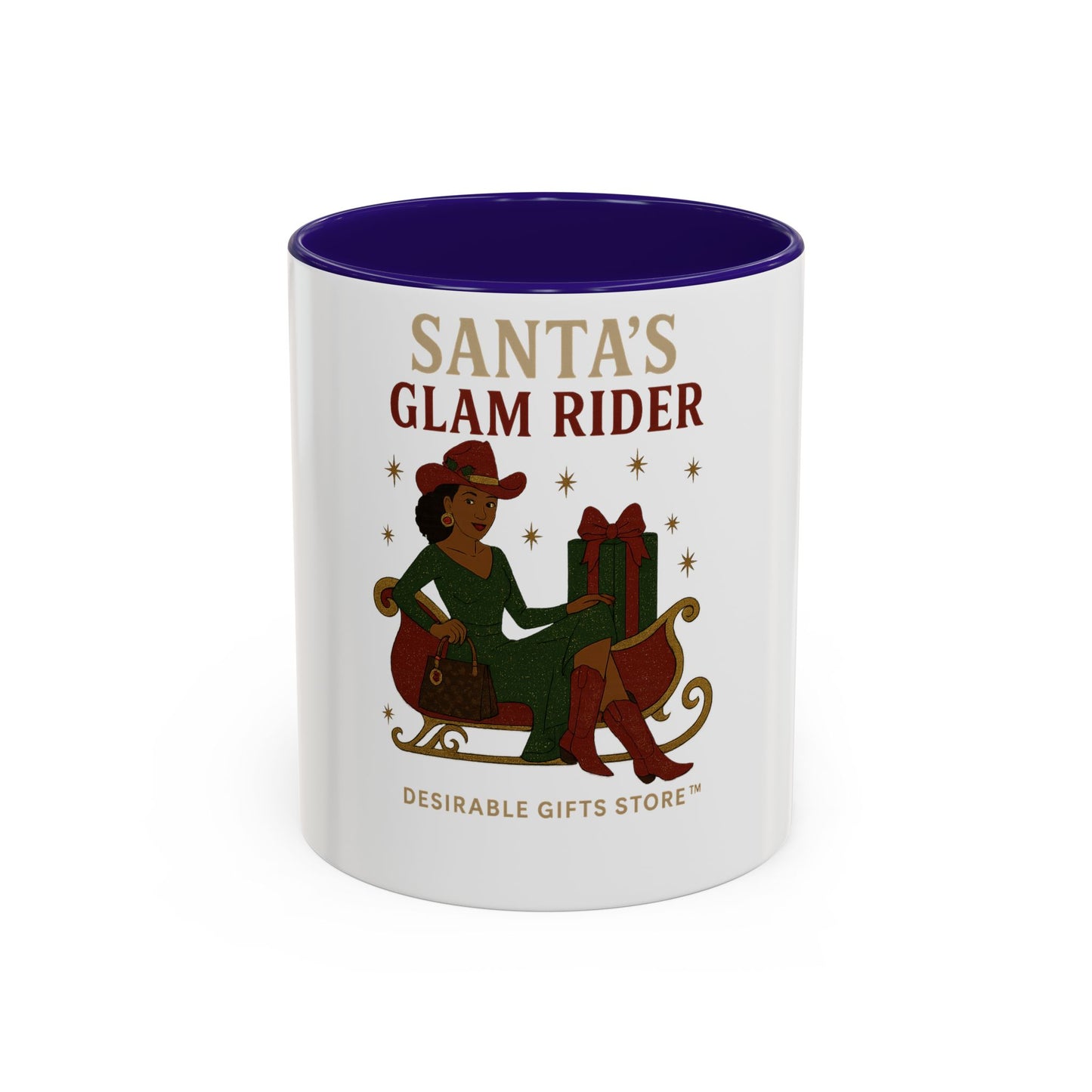 Colorful Holiday Mug, Santa's Glam Rider Coffee Cup, Festive Drinkware, Christmas Gift, Winter Celebration