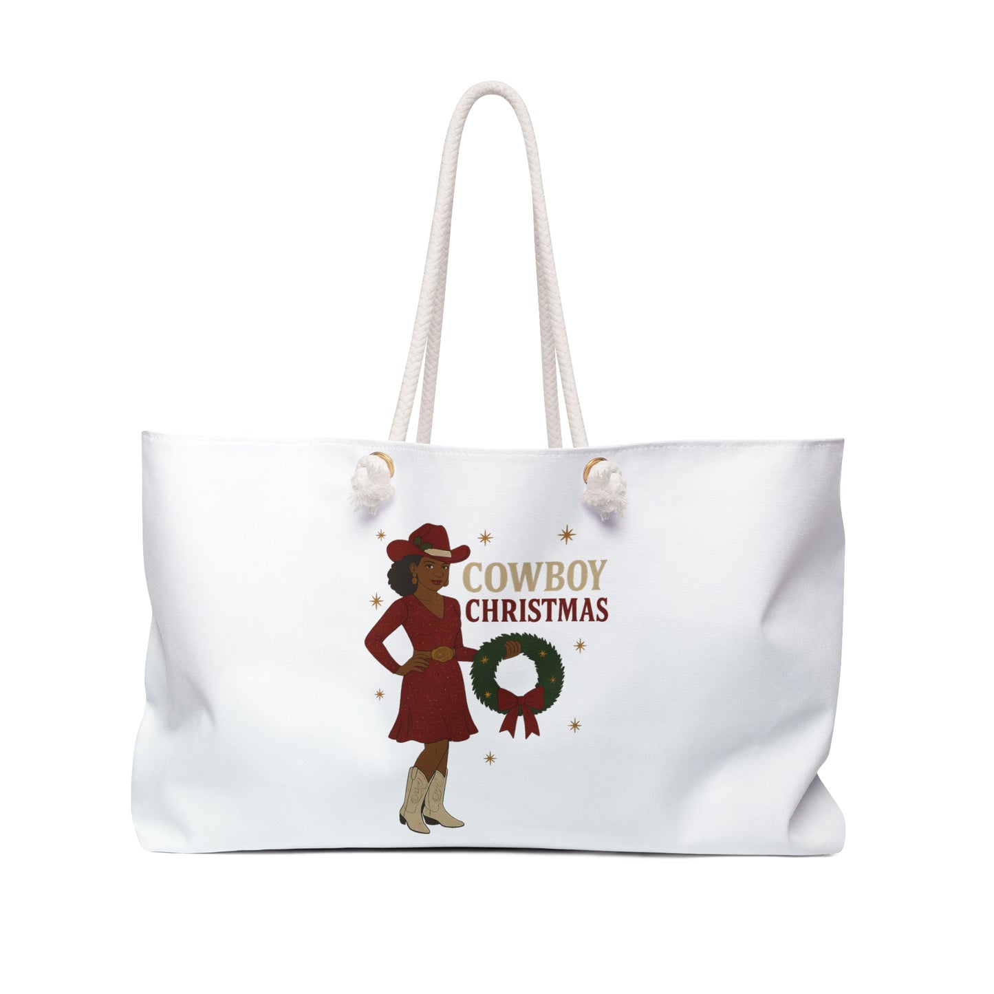 Charming Cowboy Christmas Weekender Bag | Holiday Travel Tote, Gift for Her, Vacation Bag, Seasonal Style, Festive Shopping