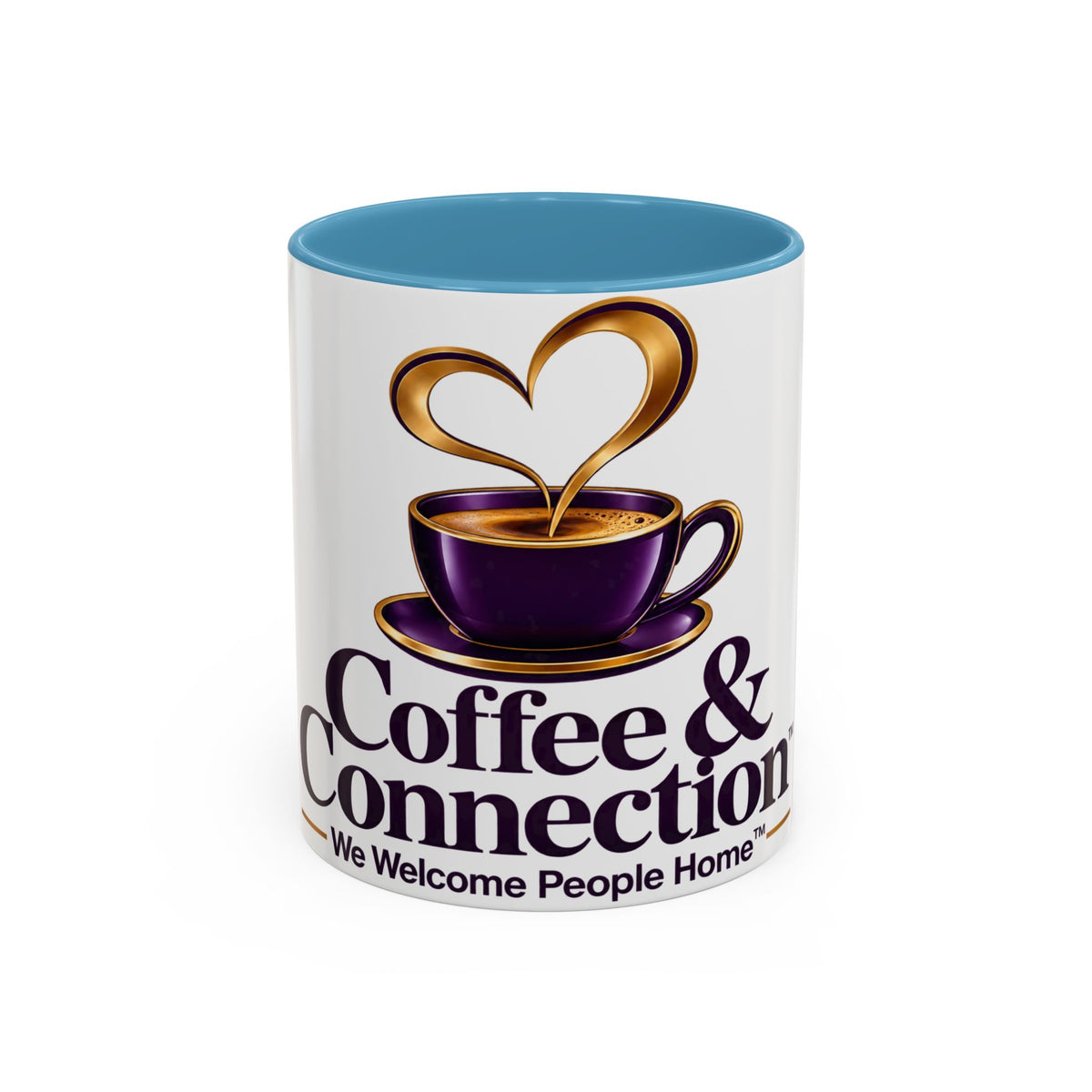 Coffee & Connection Accent Mug — 11/15oz Ceramic Coffee Cup with Heart Steam Design