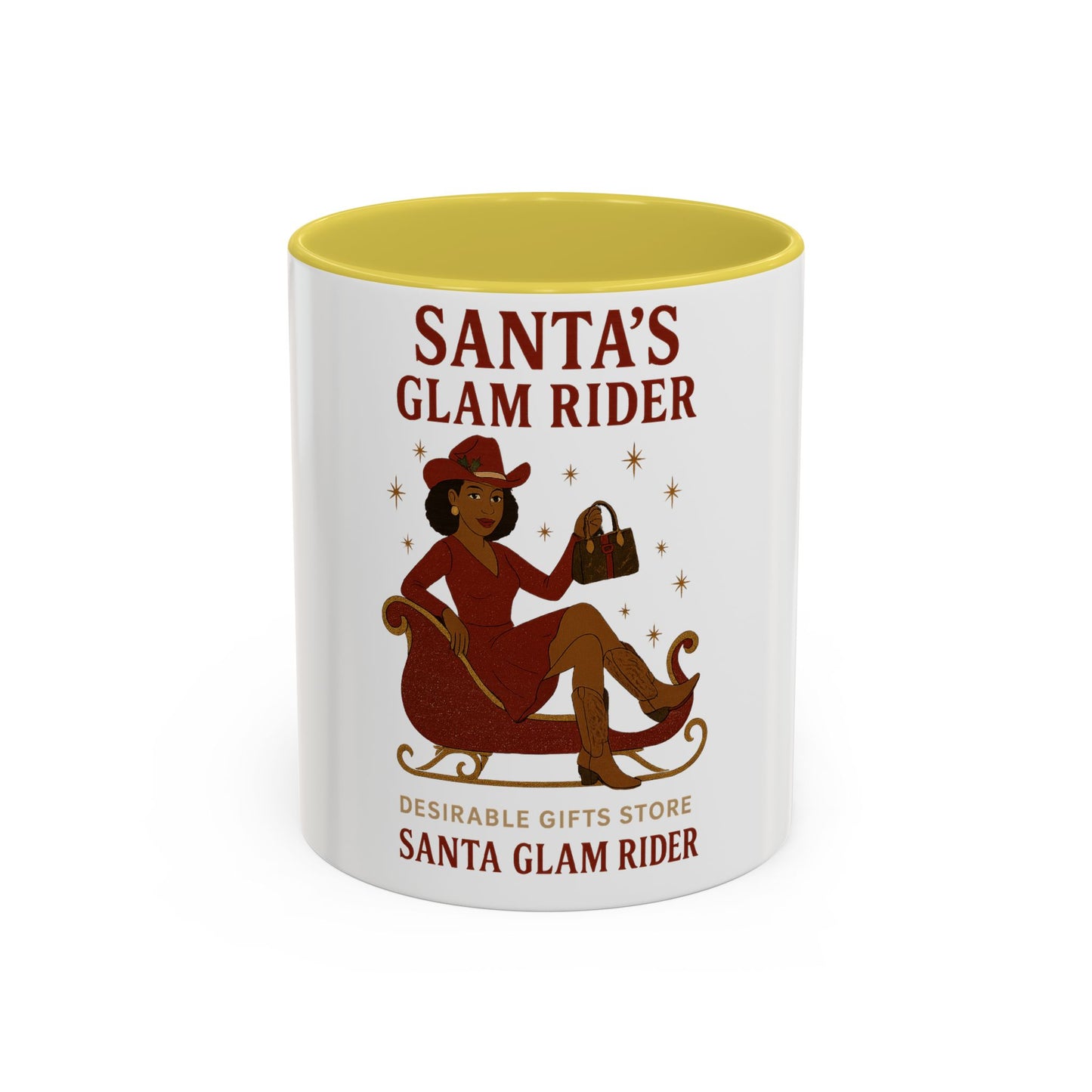 Santa's Glam Rider Mug - Colorful Holiday Coffee Cup for Christmas, Festive Gift, Seasonal Home Decor, Cheerful Beverage Container