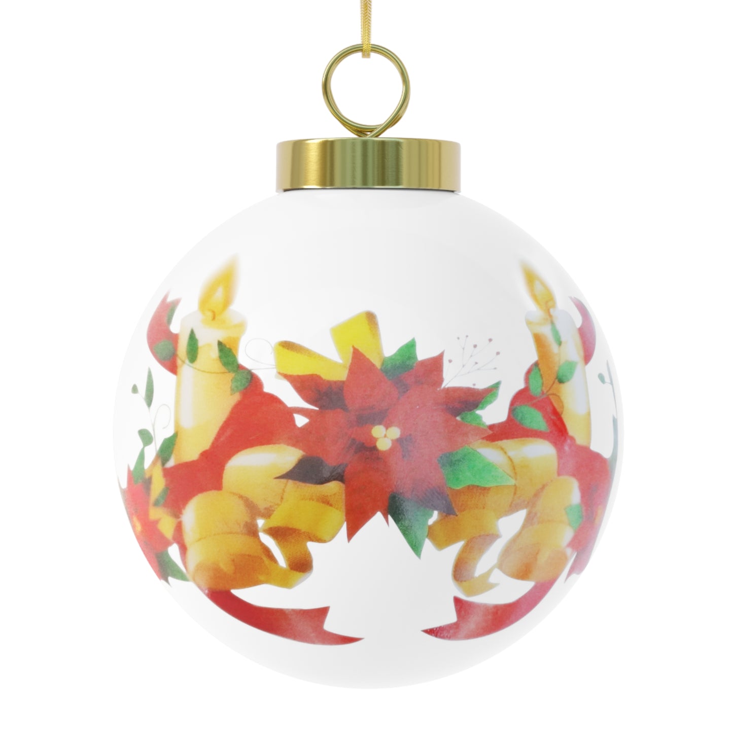 Custom Christmas Ball Ornament - Holiday Decor with Poinsettias & Personalized Touch