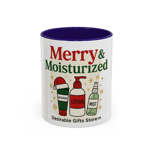 Merry & Moisturized Mug, Holiday Coffee Cup, Funny Gift for Her, Cozy Winter Drinkware, Christmas Mug