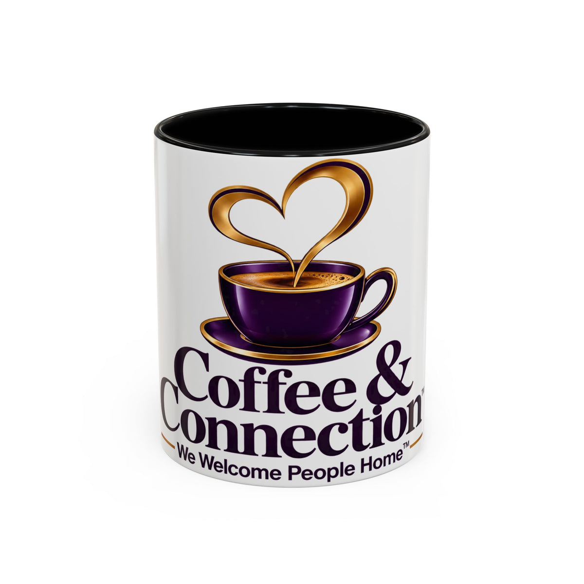 Coffee & Connection Accent Mug — 11/15oz Ceramic Coffee Cup with Heart Steam Design