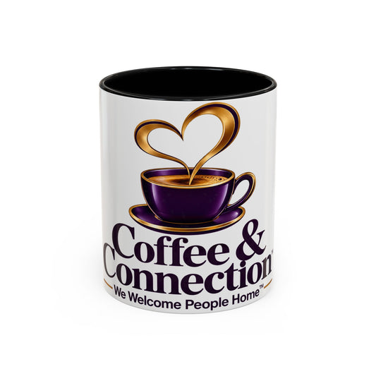 Coffee & Connection Accent Mug — 11/15oz Ceramic Coffee Cup with Heart Steam Design