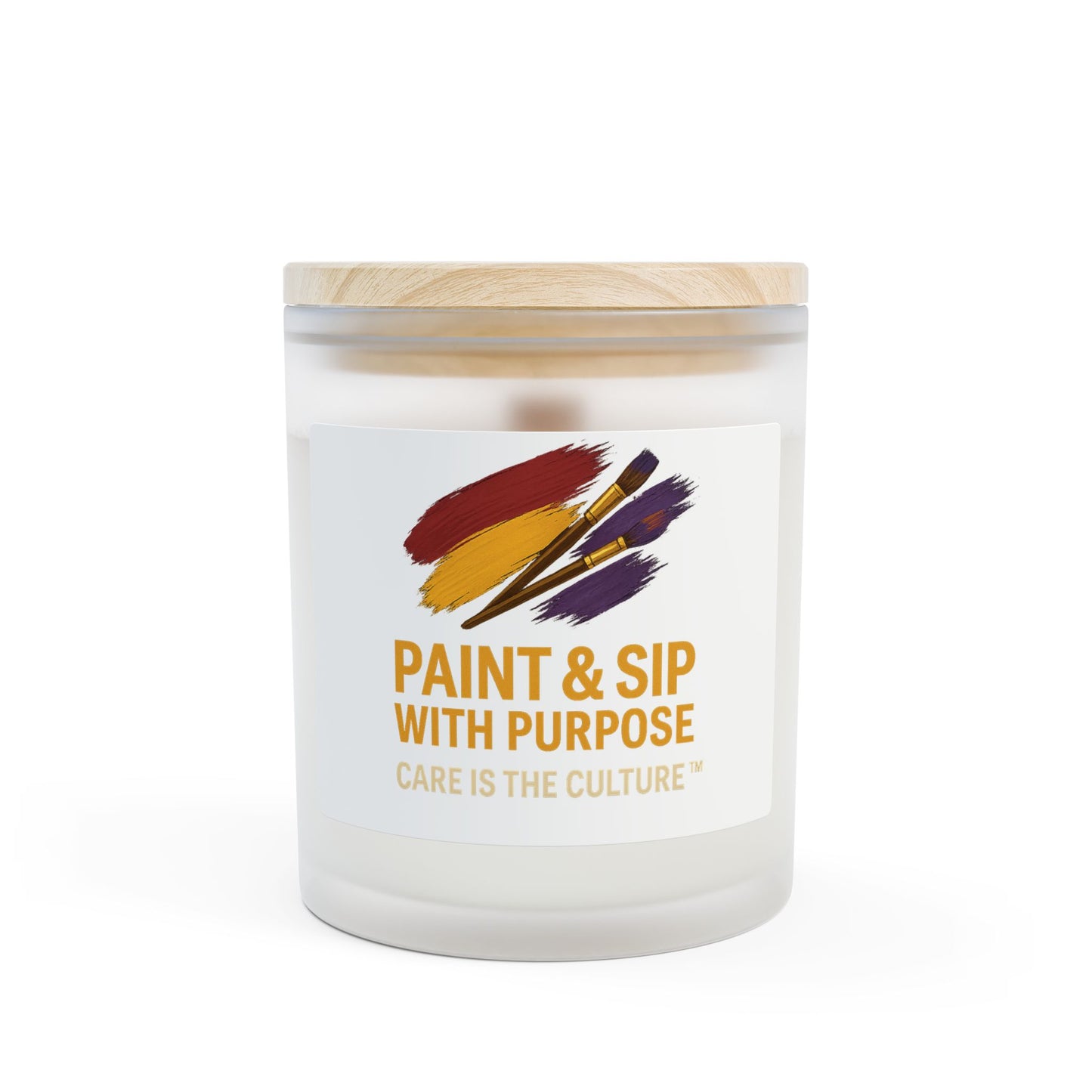 Paint & Sip Candle — Frosted Glass 11oz (Care Is The Culture)