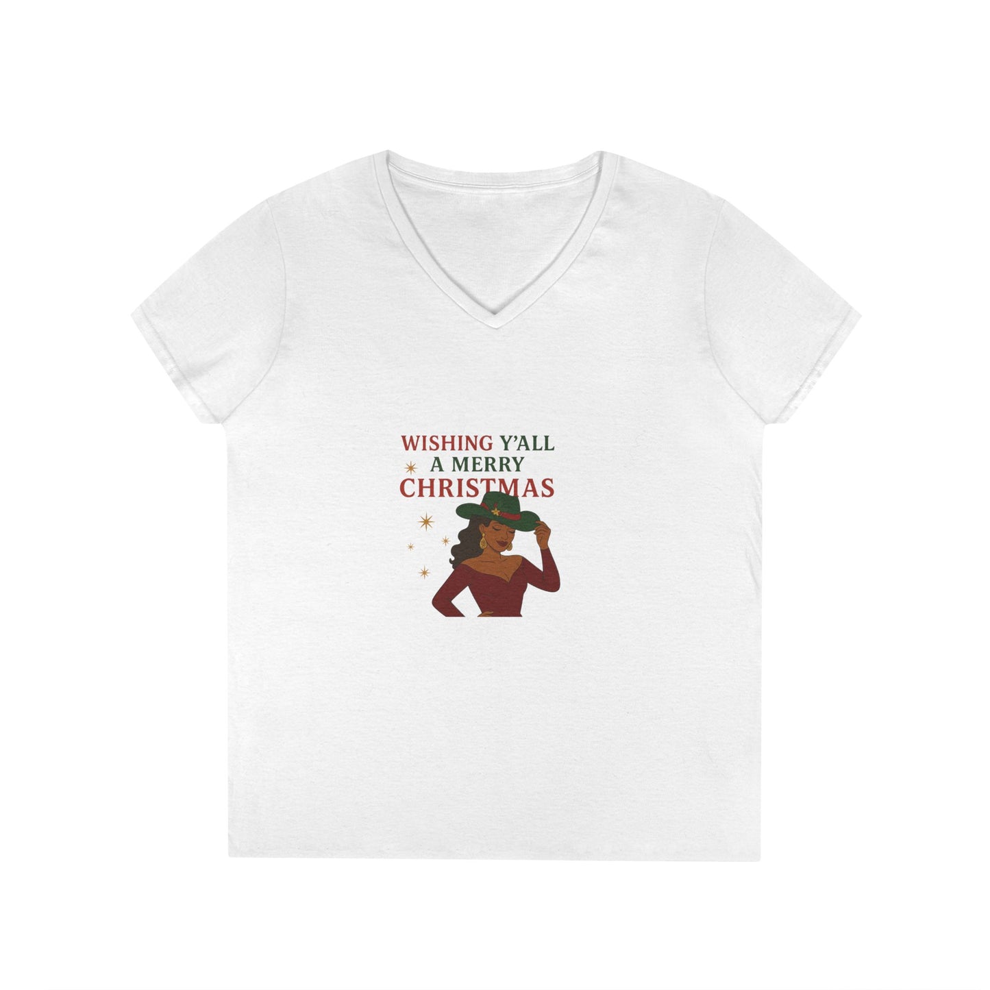 Christmas V-Neck T-Shirt, Holiday Gift, Women's Tee, Festive Apparel, Merry Christmas Shirt, Casual Wear