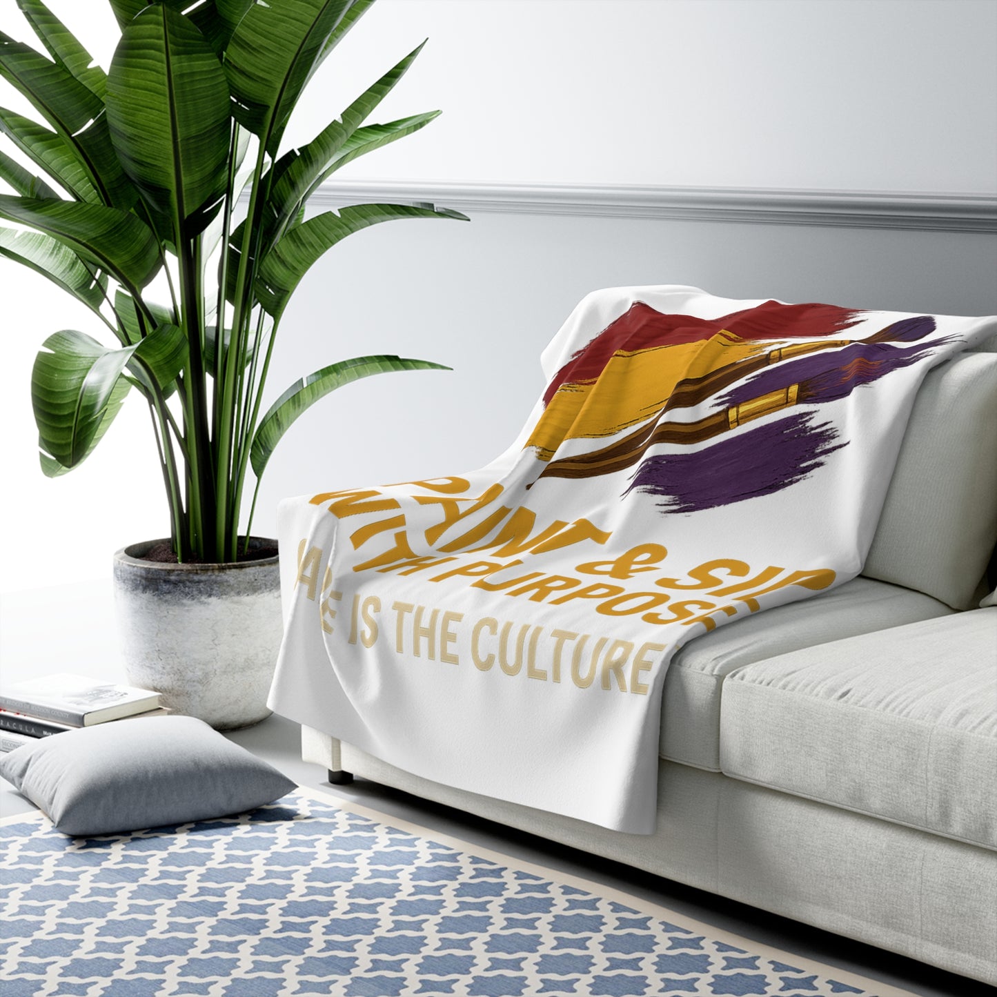 Paint & Sip With Purpose Sherpa Blanket — Cozy Artist Fleece Throw