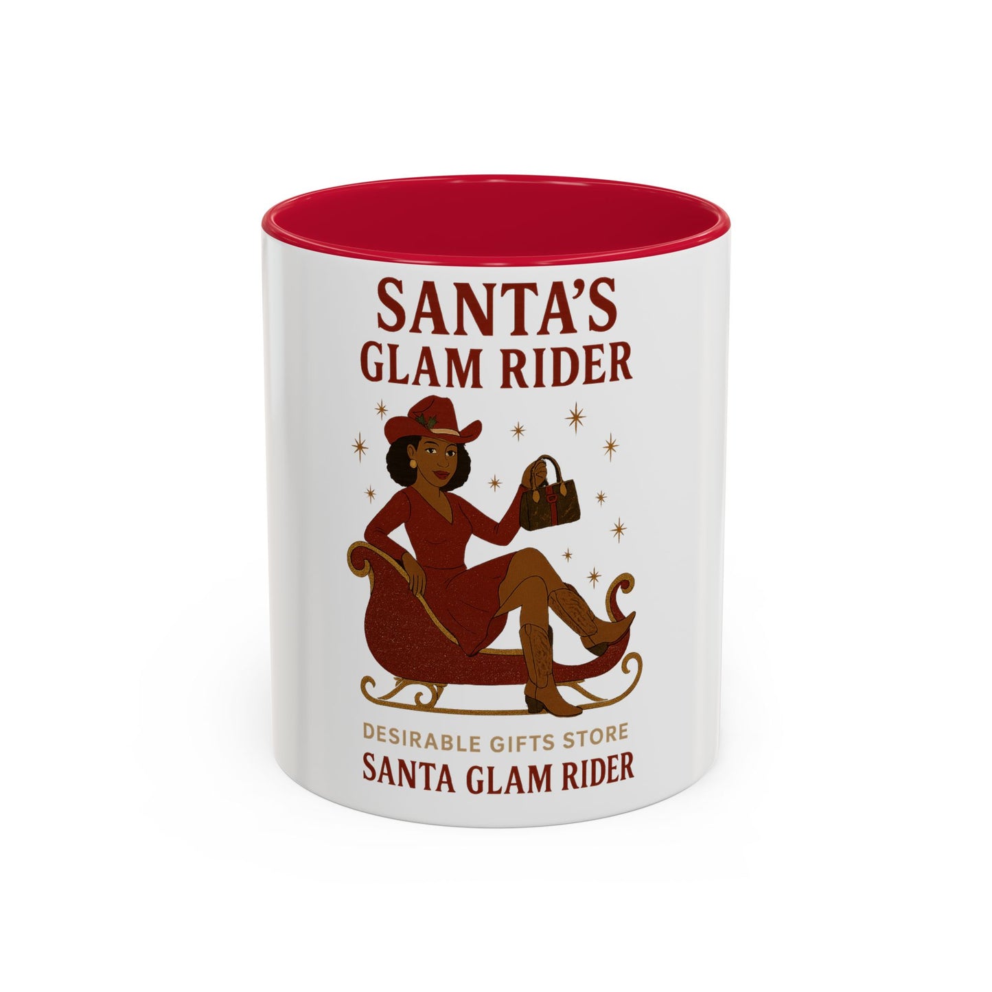 Santa's Glam Rider Mug - Colorful Holiday Coffee Cup for Christmas, Festive Gift, Seasonal Home Decor, Cheerful Beverage Container