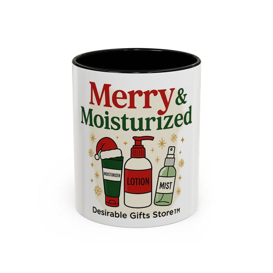 Merry & Moisturized Mug, Holiday Coffee Cup, Funny Gift for Her, Cozy Winter Drinkware, Christmas Mug