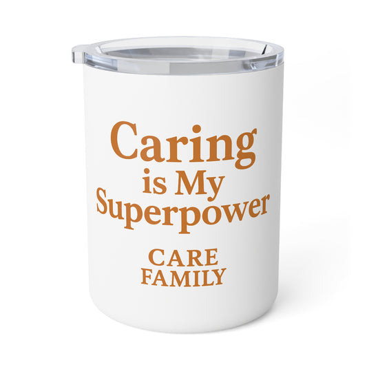 Caring Superpower Insulated Mug | Gift for Family & Friends | Coffee Lover's Companion, 10oz | Inspirational Drinkware | Unique Presents