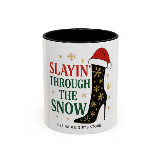 Festive Holiday Mug - Slayin' Through The Snow, Christmas Gifts, Winter Decor, Coffee Cup, Unique Present