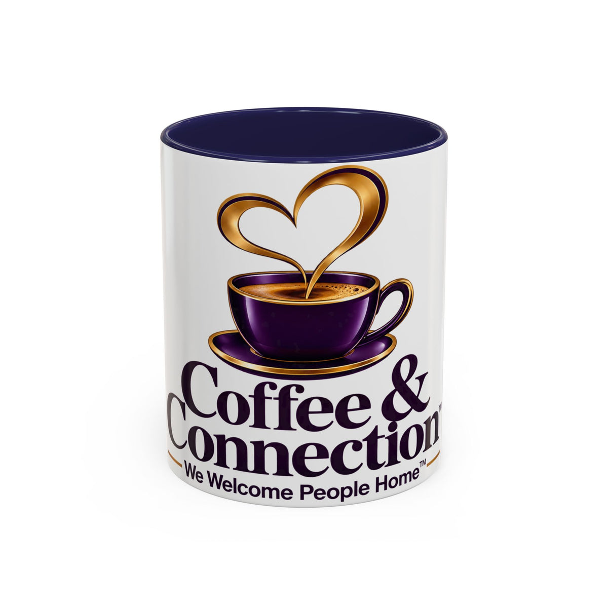 Coffee & Connection Accent Mug — 11/15oz Ceramic Coffee Cup with Heart Steam Design