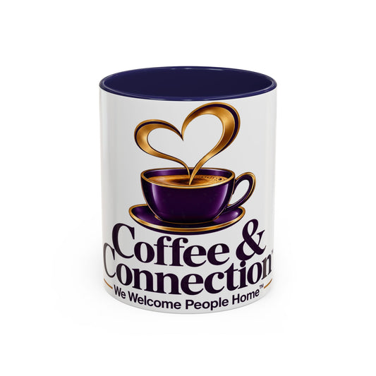 Coffee & Connection Accent Mug — 11/15oz Ceramic Coffee Cup with Heart Steam Design