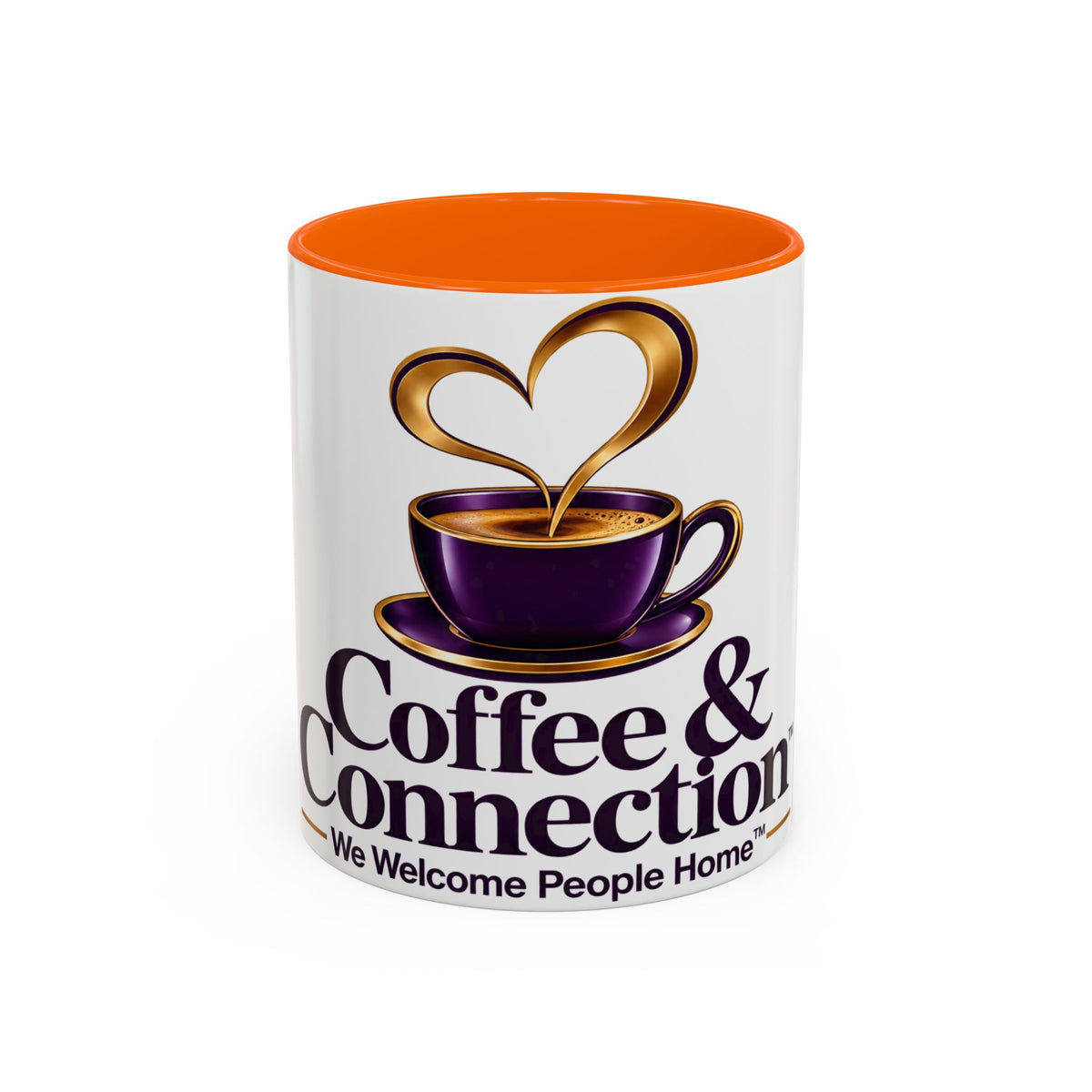 Coffee & Connection Accent Mug — 11/15oz Ceramic Coffee Cup with Heart Steam Design