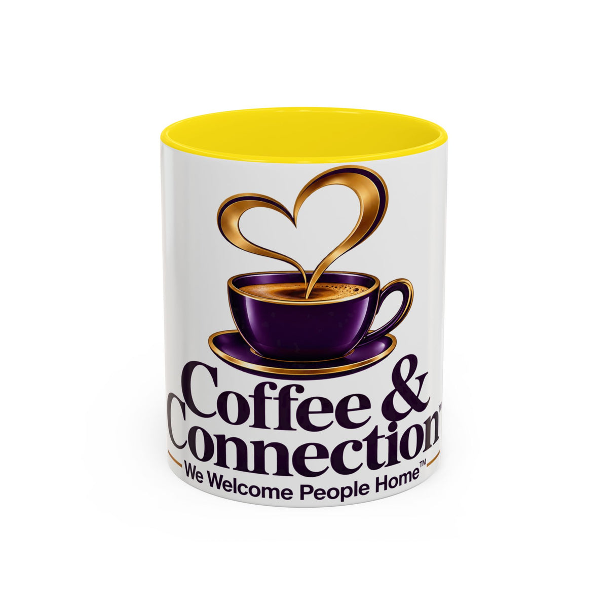 Coffee & Connection Accent Mug — 11/15oz Ceramic Coffee Cup with Heart Steam Design