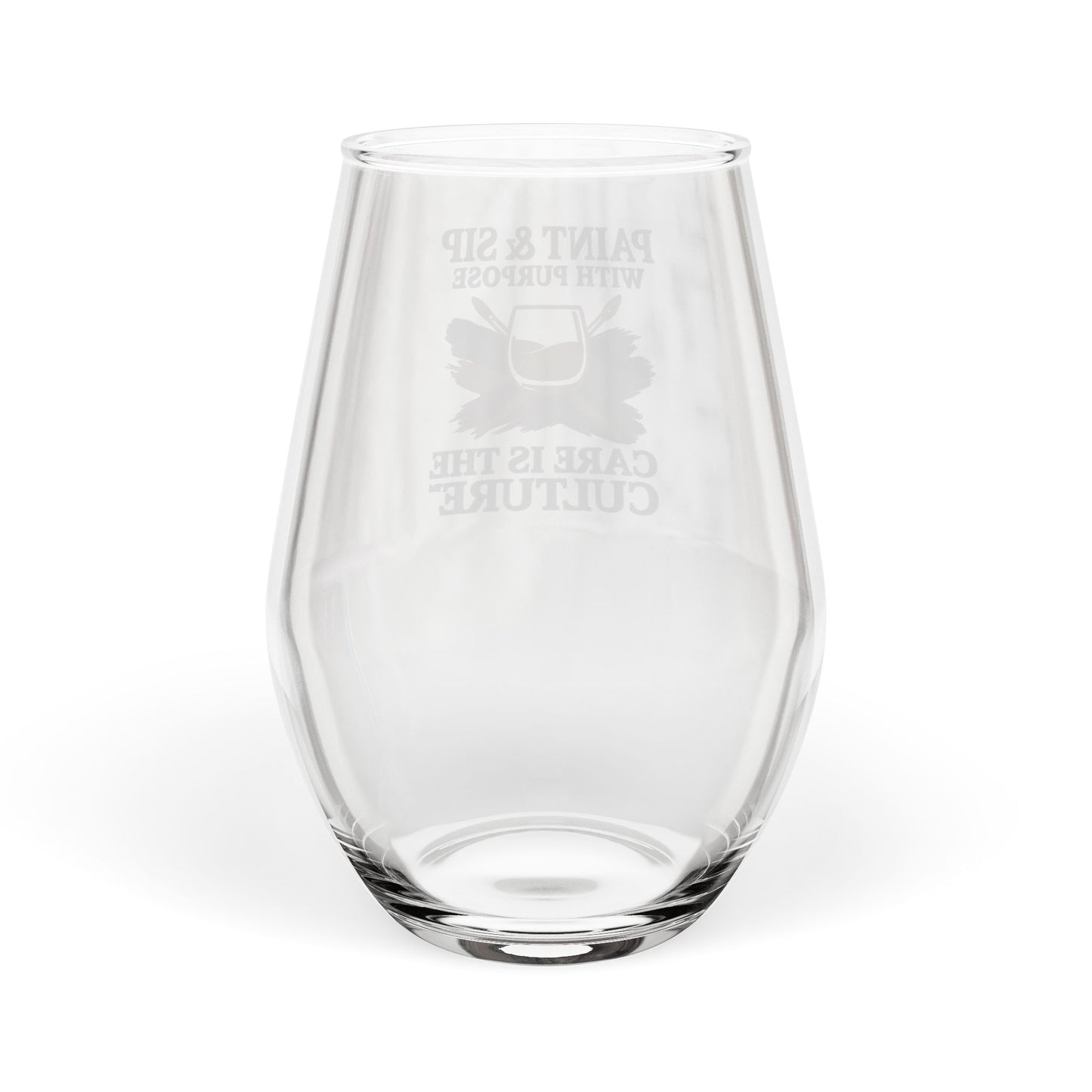 Paint & Sip Stemless Wine Glass — “Care Is The Culture” 11.75oz