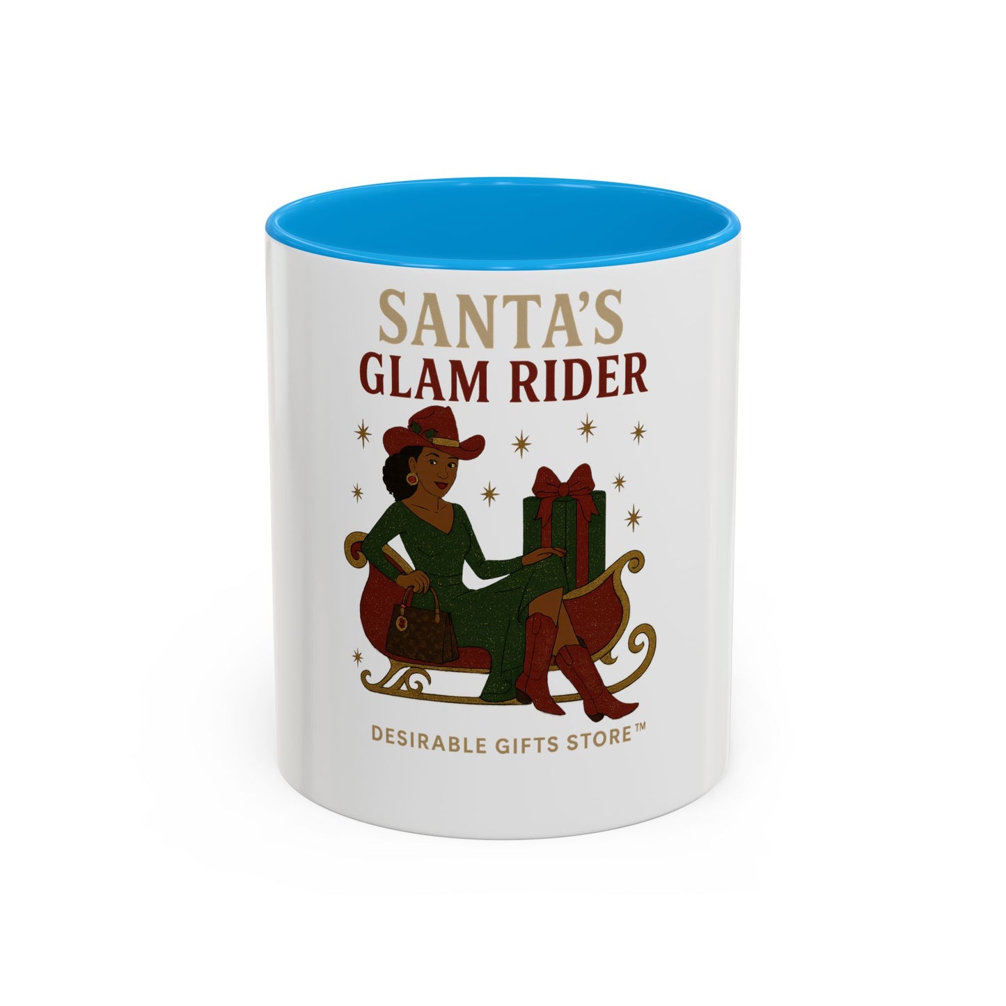 Colorful Holiday Mug, Santa's Glam Rider Coffee Cup, Festive Drinkware, Christmas Gift, Winter Celebration