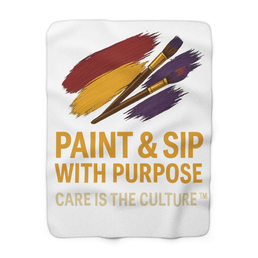 Paint & Sip With Purpose Sherpa Blanket — Cozy Artist Fleece Throw