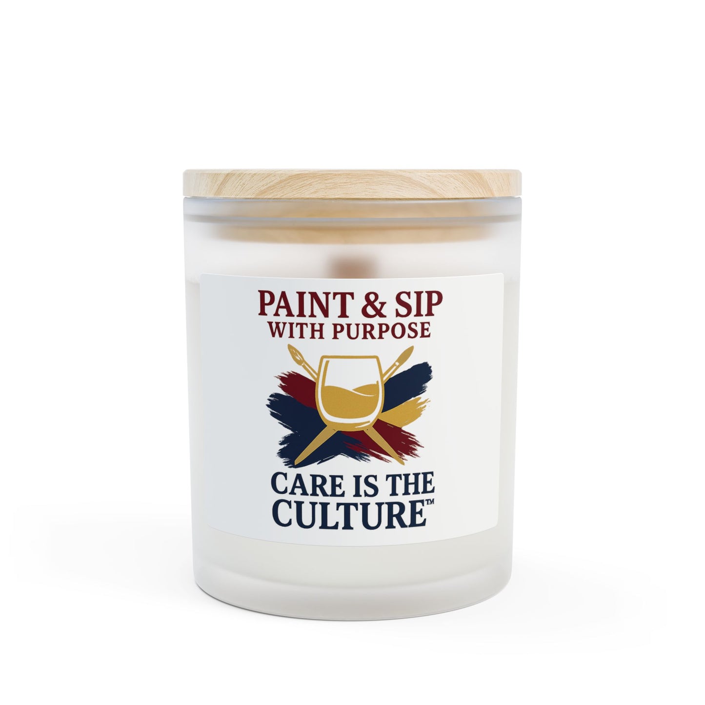 Paint & Sip Candle — 'Care Is The Culture' Frosted Glass 11oz Scented Candle