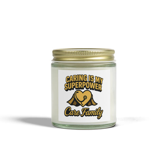 Caring Superpower Scented Candles, Coconut Apricot Wax, Self-Care Gift, Family Gratitude, Home Fragrance, Relaxation, Birthday