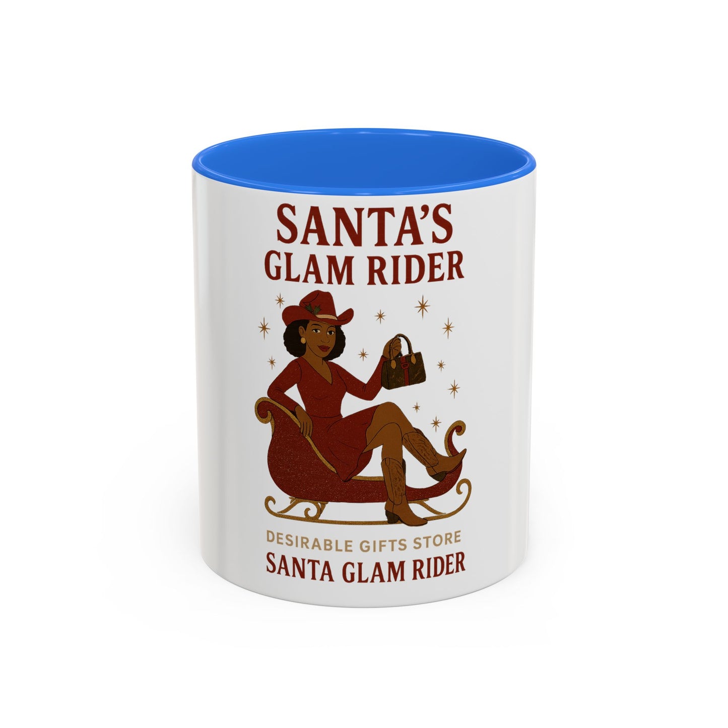 Santa's Glam Rider Mug - Colorful Holiday Coffee Cup for Christmas, Festive Gift, Seasonal Home Decor, Cheerful Beverage Container