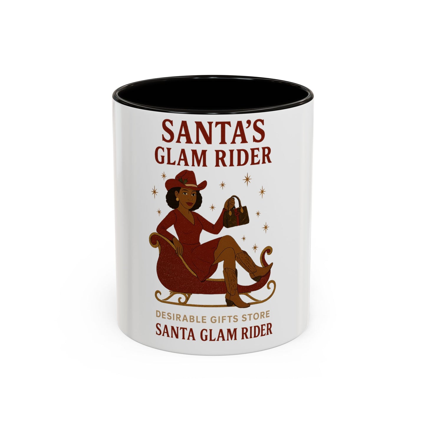 Santa's Glam Rider Mug - Colorful Holiday Coffee Cup for Christmas, Festive Gift, Seasonal Home Decor, Cheerful Beverage Container