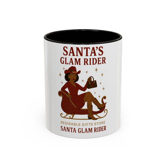 Santa's Glam Rider Mug - Colorful Holiday Coffee Cup for Christmas, Festive Gift, Seasonal Home Decor, Cheerful Beverage Container