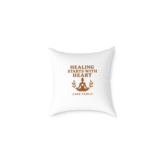 Mindfulness Square Pillow | Healing Starts With Heart, Yoga Decor, Home Decor, Gift for Wellness, Meditation Cushion