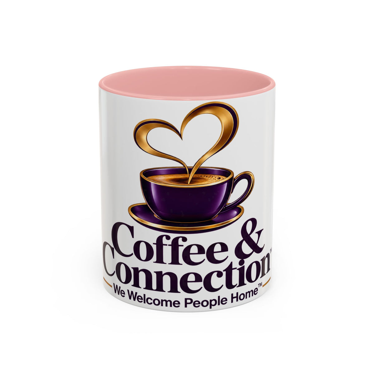 Coffee & Connection Accent Mug — 11/15oz Ceramic Coffee Cup with Heart Steam Design