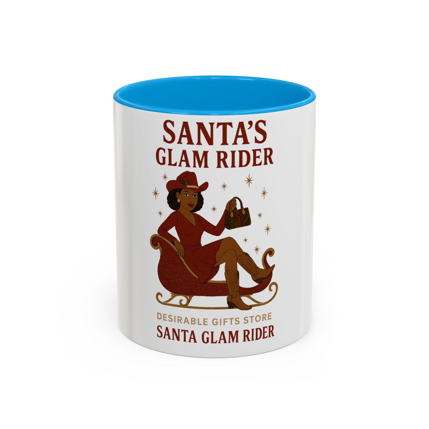 Santa's Glam Rider Mug - Colorful Holiday Coffee Cup for Christmas, Festive Gift, Seasonal Home Decor, Cheerful Beverage Container