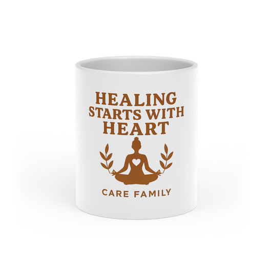 Healing Heart-Shaped Mug - Mindfulness Gift, Care Family Mug, Motivational Coffee Cup, Self-Care Coffee Mug, Inspirational Drinkware