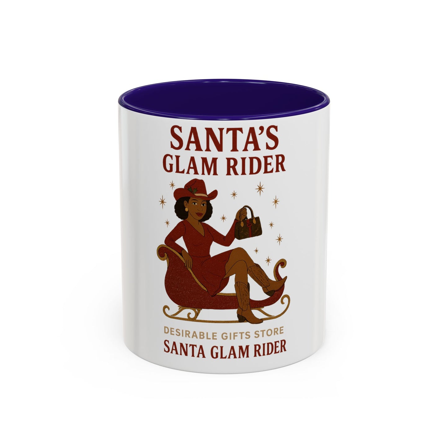 Santa's Glam Rider Mug - Colorful Holiday Coffee Cup for Christmas, Festive Gift, Seasonal Home Decor, Cheerful Beverage Container